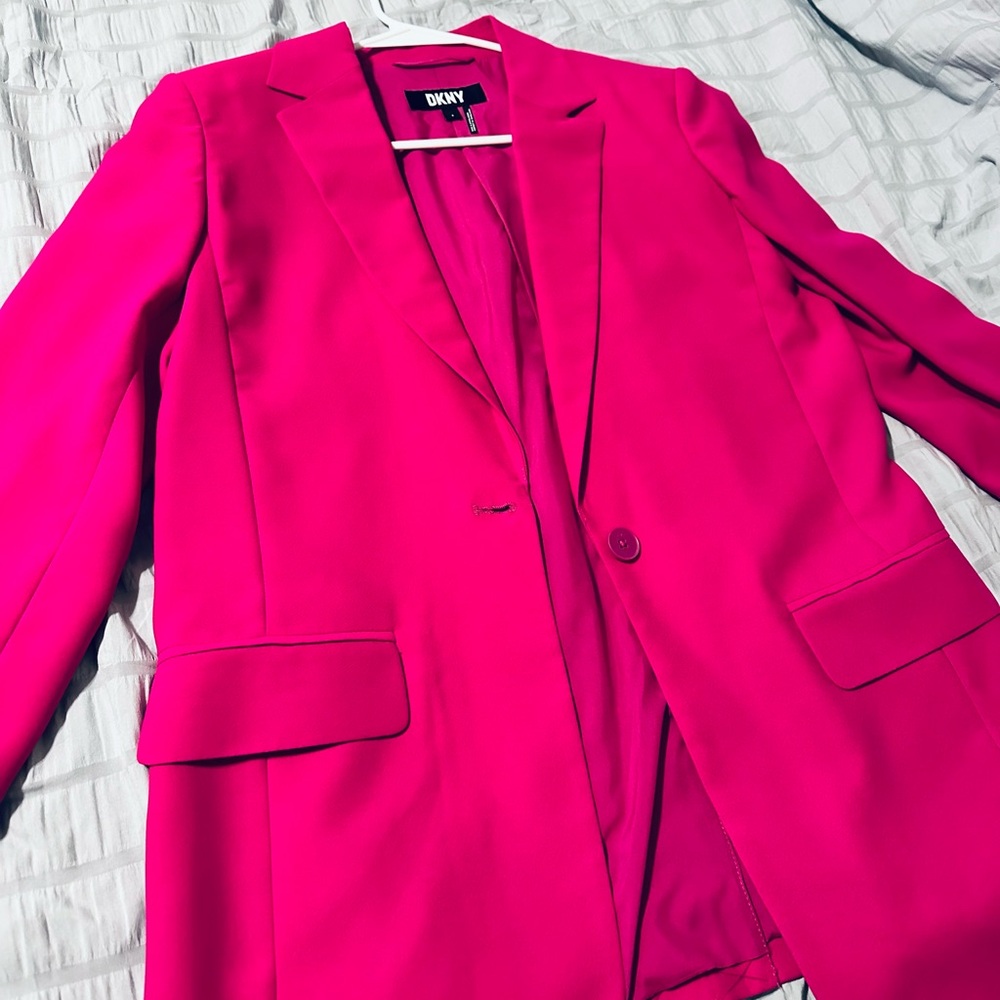 DKNY Pink Blazer Structured Open Front